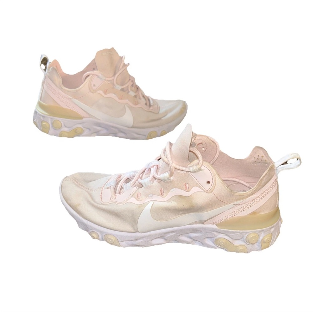 Nike React Element 55 Womens
Size 7 Pink White Athletic Running Shoes Sneakers
